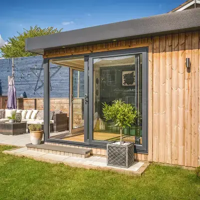 small office in redwood cladding