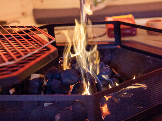 cooking in bbq cabin