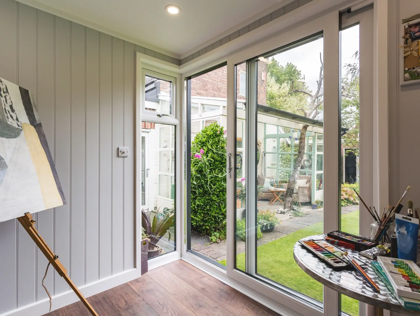 natural light in a garden craft room