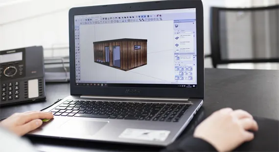 laptop with garden room design image